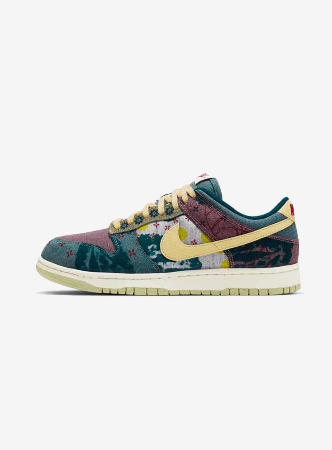 Nike Dunk Low Community Garden sneakers basse uomo e donna in pelle multicolore, vista laterale