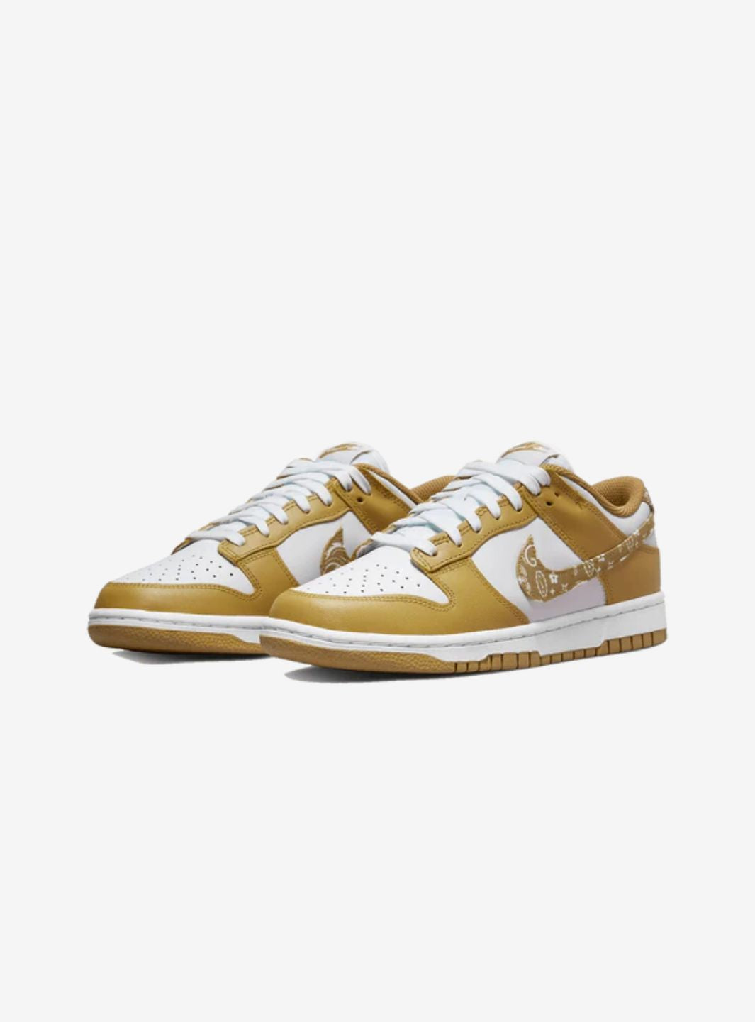 Nike Dunk Low Essential Paisley Pack Barley sneakers basse donna in pelle bianco, vista frontale