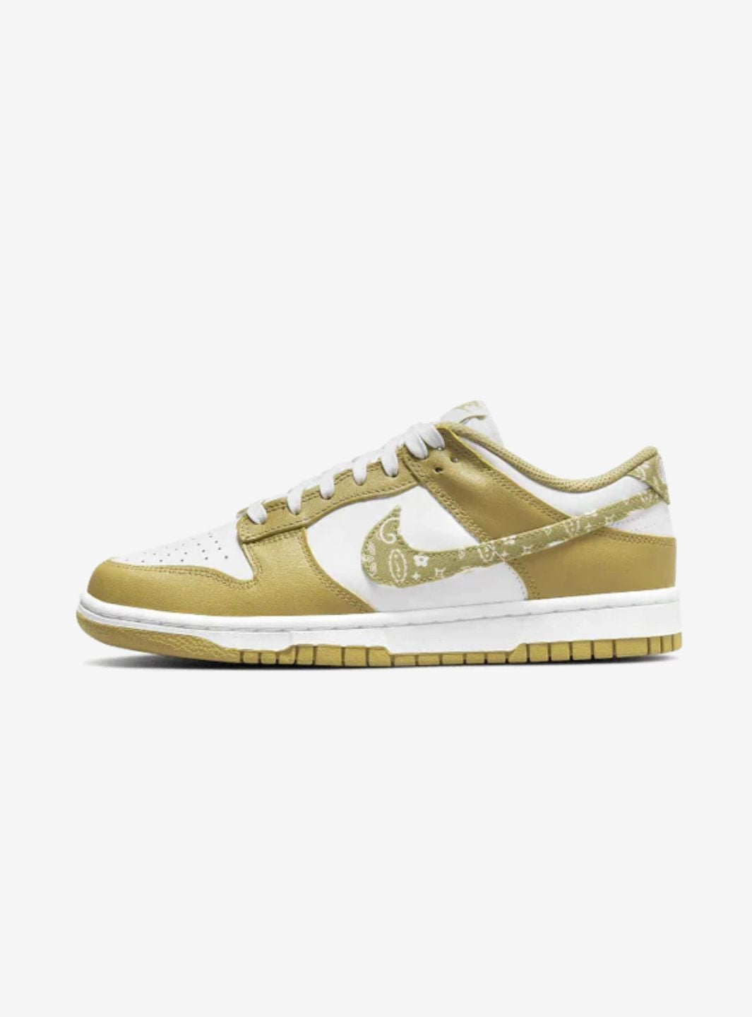 Nike Dunk Low Essential Paisley Pack Barley sneakers basse donna in pelle bianco, vista laterale