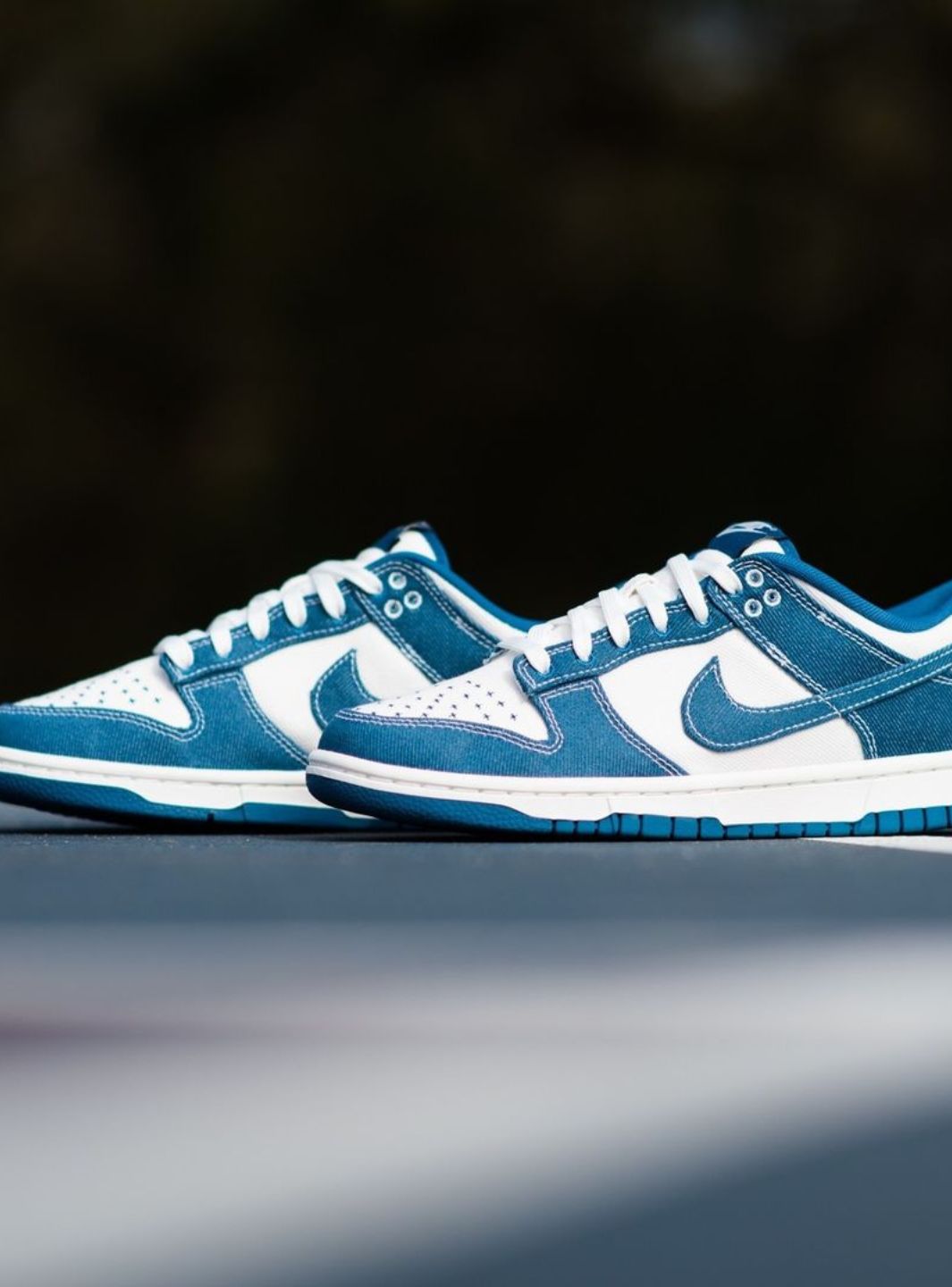 Nike Dunk Low Industrial Blue Sashiko sneakers basse uomo e donna in pelle blu, dettaglio tallone