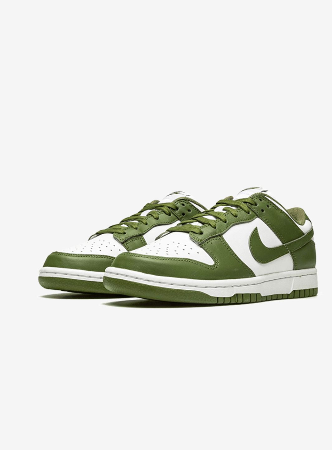 Nike Dunk Low Medium Olive sneakers basse donna in pelle verde oliva, vista frontale