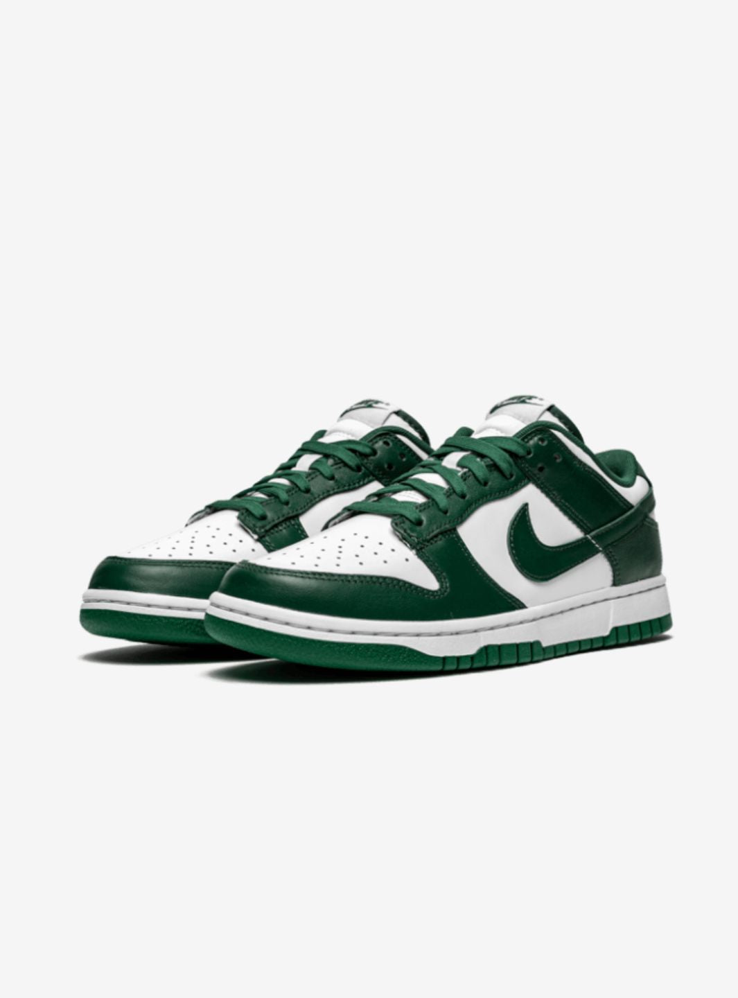 Nike Dunk Low Michigan State sneakers basse uomo e donna in pelle bianco verde, vista frontale