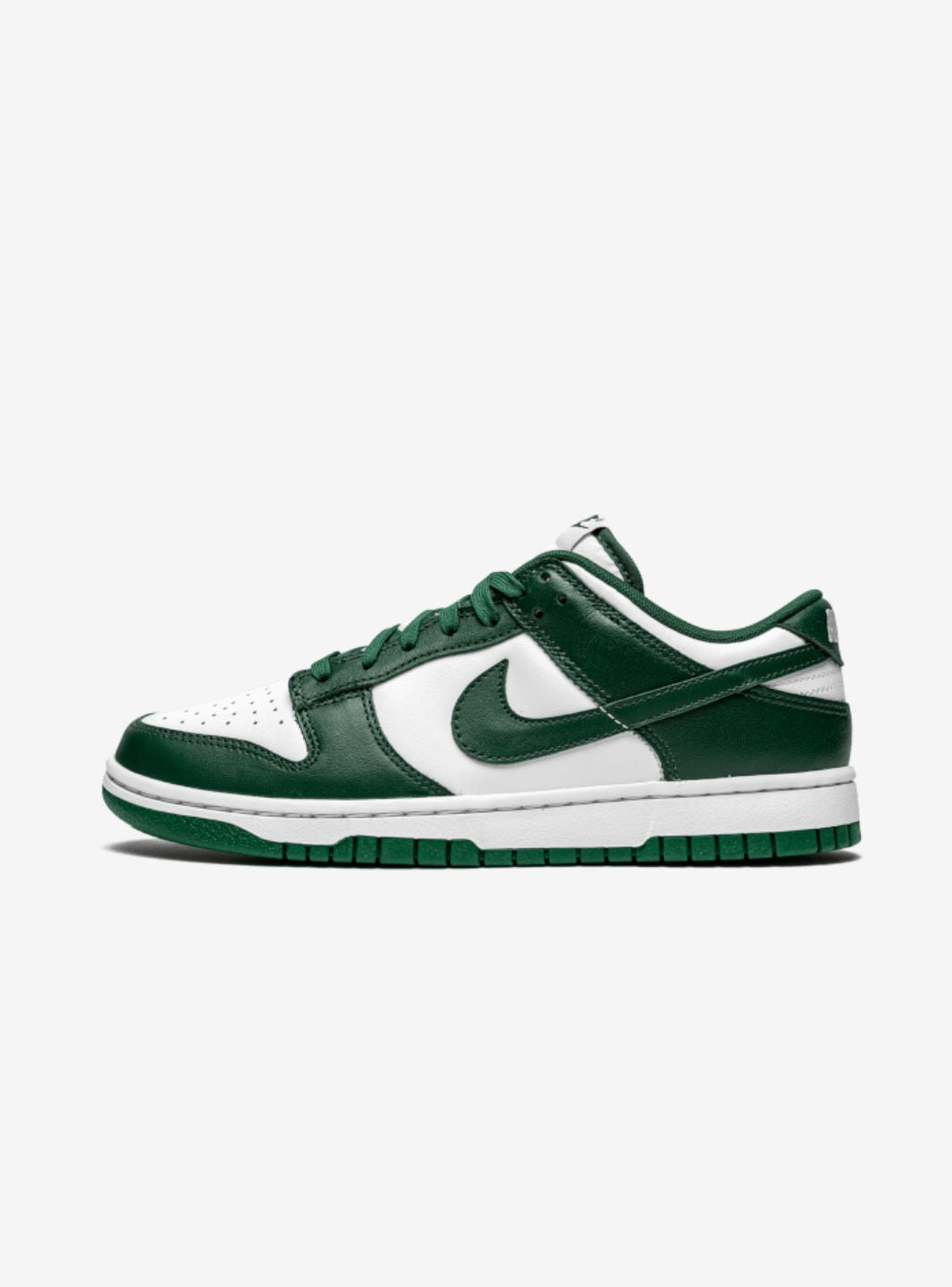 Nike Dunk Low Michigan State sneakers basse uomo e donna in pelle bianco verde, vista laterale