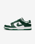 Nike Dunk Low Michigan State sneakers basse uomo e donna in pelle bianco verde, vista laterale
