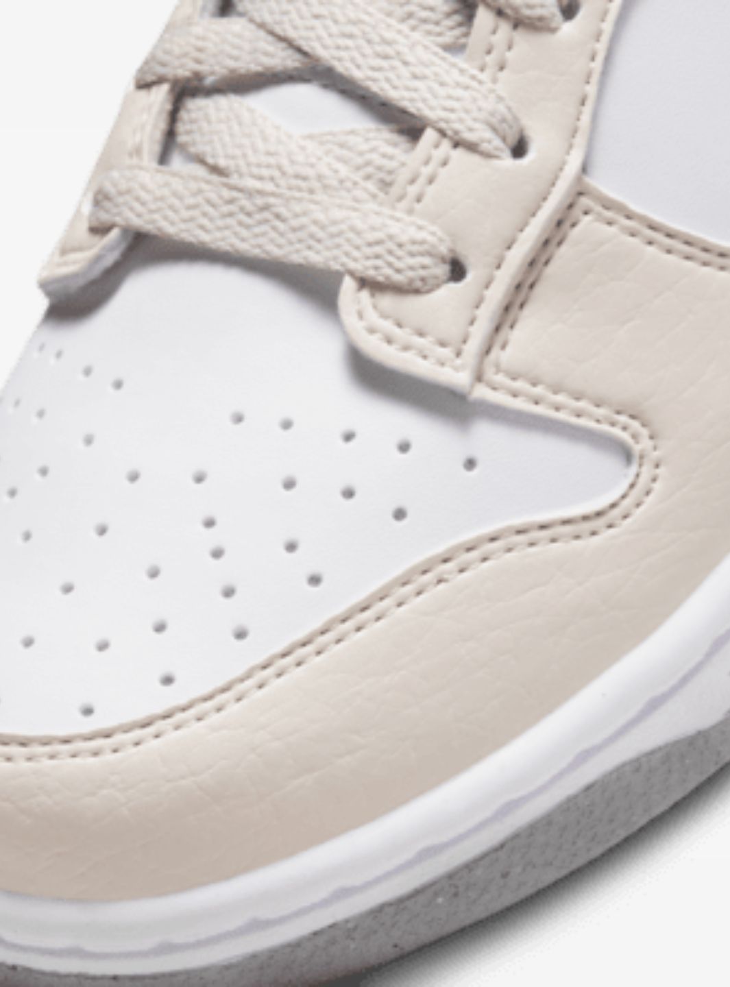 Nike Dunk Low Next Nature White Light Orewood Brown sneakers basse donna in pelle bianco marrone, dettaglio tomaia