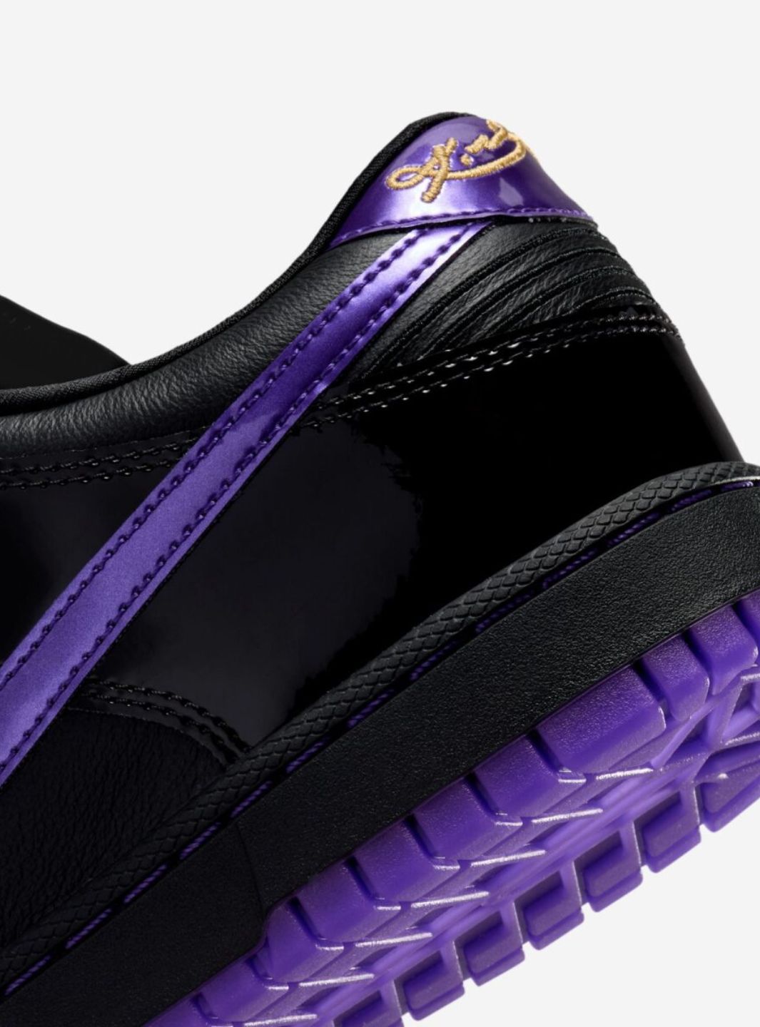Nike Dunk Low Protro Kobe Bryant FC Barcelona Black Field Purple sneakers basse uomo e donna in pelle nero viola, dettaglio t