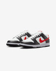 Nike Dunk Low Retro Red Swoosh Panda sneakers basse uomo e donna in pelle nero bianco, vista frontale