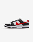 Nike Dunk Low Retro Red Swoosh Panda sneakers basse uomo e donna in pelle nero bianco, vista laterale