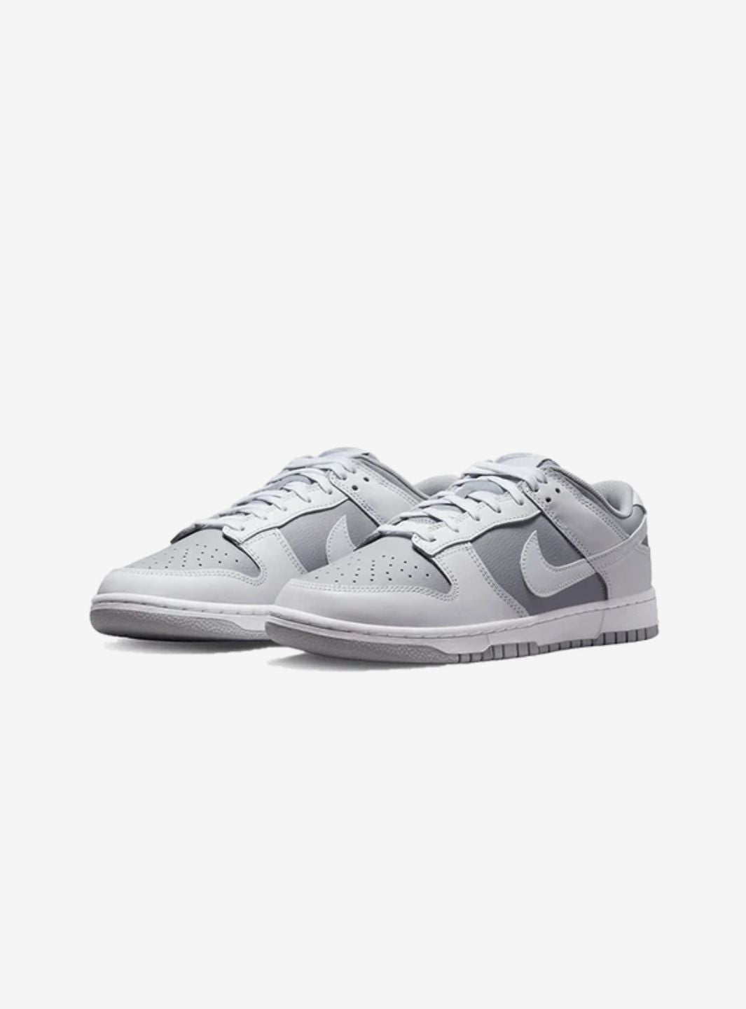 Nike Dunk Low Retro White Grey sneakers basse uomo e donna in pelle bianco grigio, vista frontale