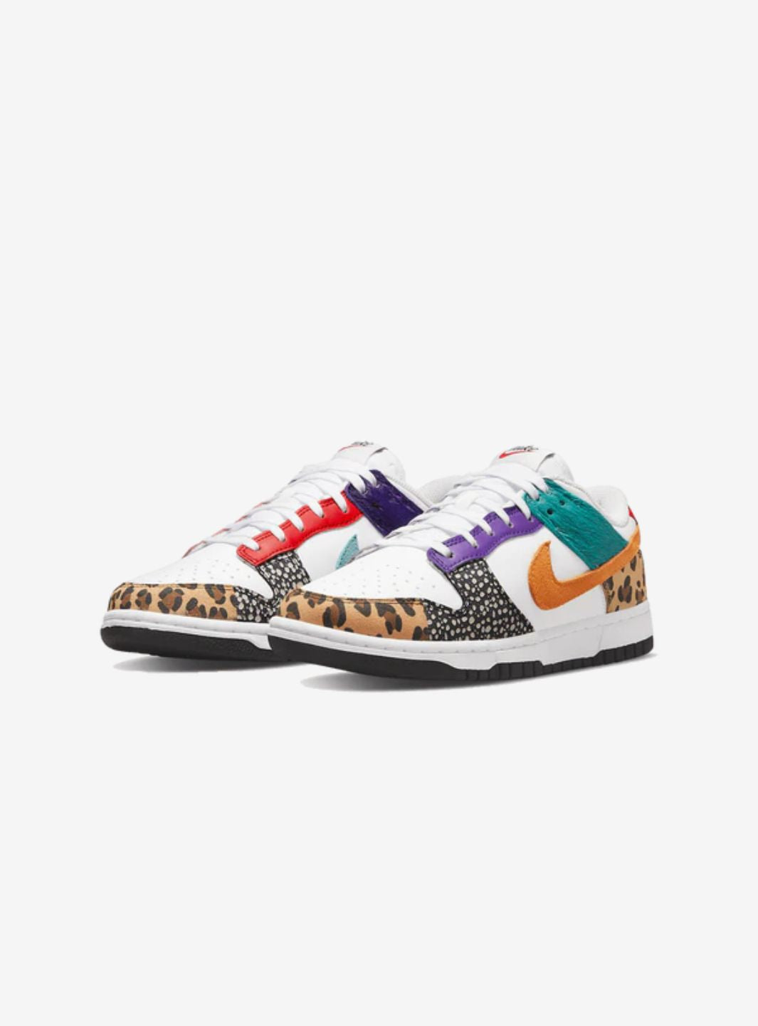 Nike Dunk Low Safari Mix sneakers basse donna in pelle bianco nero, vista frontale