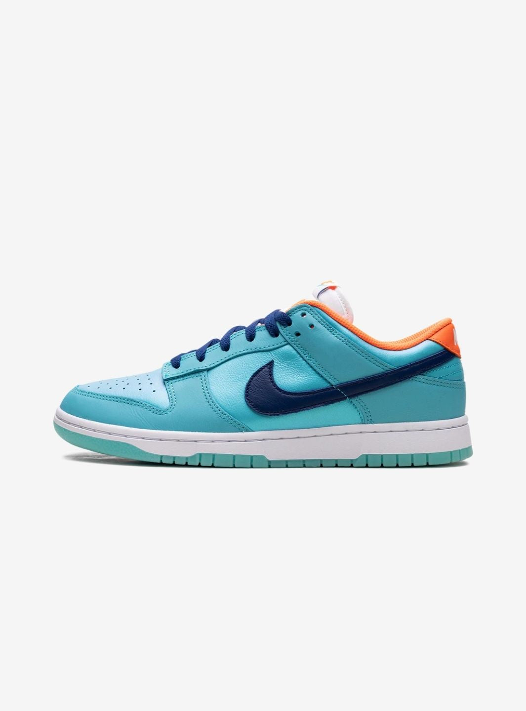 Nike Dunk Low Baltic Blue Total Orange sneakers basse uomo e donna in pelle blu arancione, vista laterale