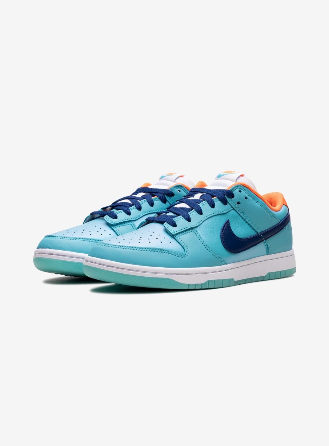 Nike Dunk Low Baltic Blue Total Orange sneakers basse uomo e donna in pelle blu arancione, vista frontale