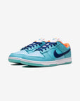 Nike Dunk Low Baltic Blue Total Orange sneakers basse uomo e donna in pelle blu arancione, vista frontale