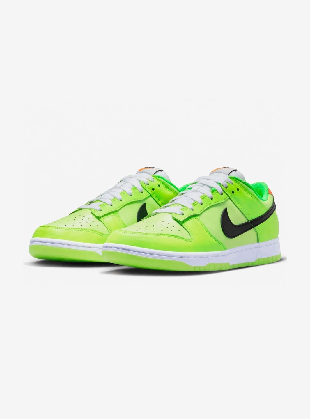 Nike Dunk Low Splash Volt sneakers basse uomo e donna in pelle giallo fluo, vista frontale