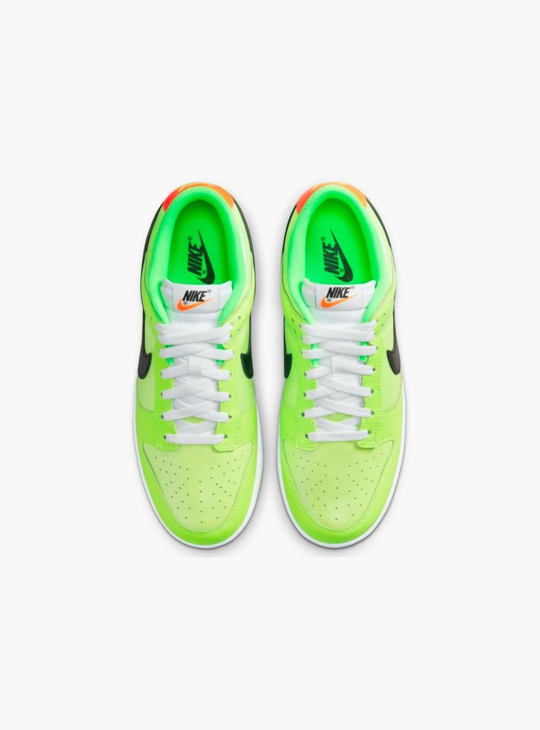 Nike Dunk Low Splash Volt sneakers basse uomo e donna in pelle giallo fluo, dettaglio suola