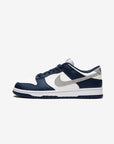 Nike Dunk Low Summit White Midnight Navy sneakers basse uomo e donna in pelle bianco blu, vista laterale