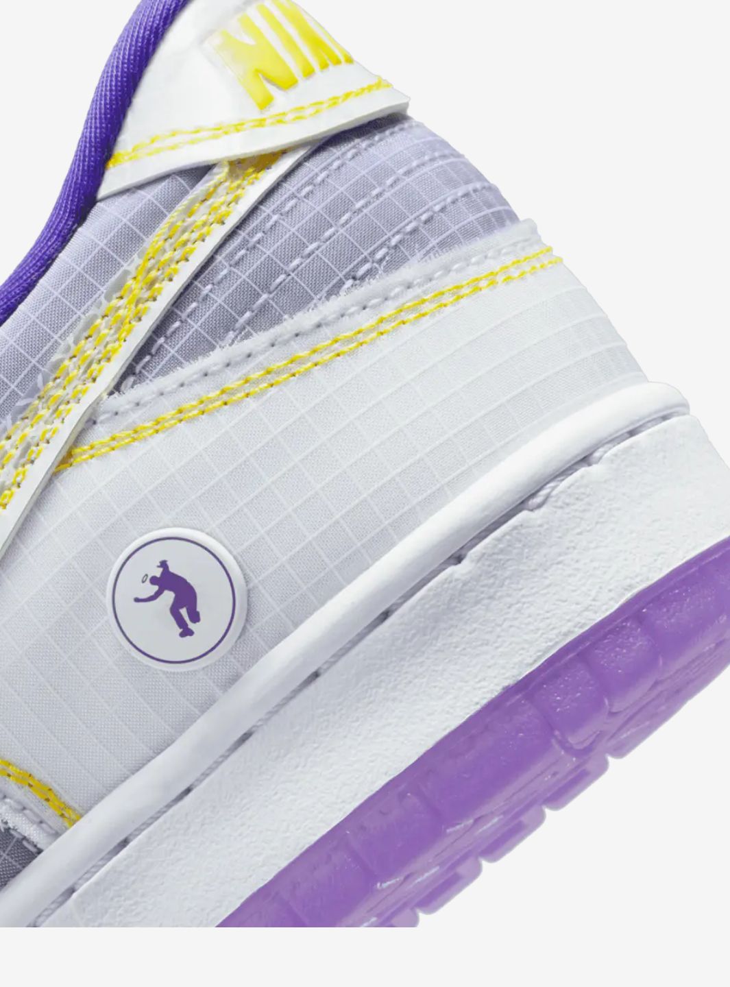Nike Dunk Low Union Passport Pack Court Purple sneakers basse uomo e donna in pelle viola, dettaglio tallone