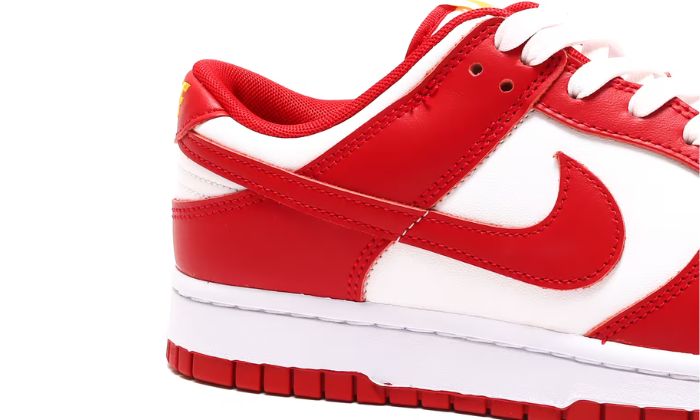 Nike Dunk Low USC sneakers basse uomo e donna in pelle bianco rosso, dettaglio tomaia
