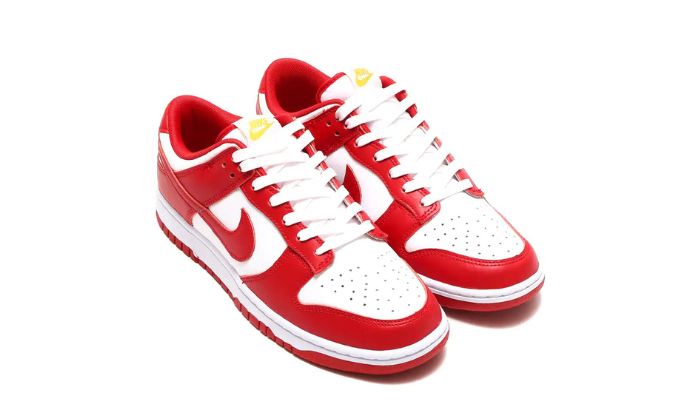 Nike Dunk Low USC sneakers basse uomo e donna in pelle bianco rosso, indossate