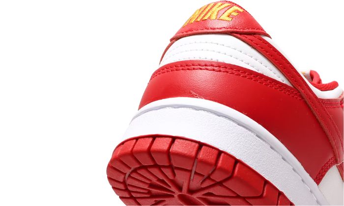 Nike Dunk Low USC sneakers basse uomo e donna in pelle bianco rosso, dettaglio tallone