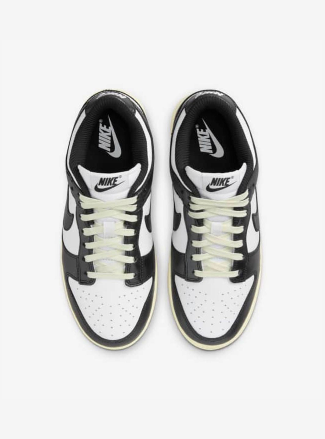 Nike Dunk Low Vintage Panda sneakers basse donna in pelle nero bianco, vista posteriore