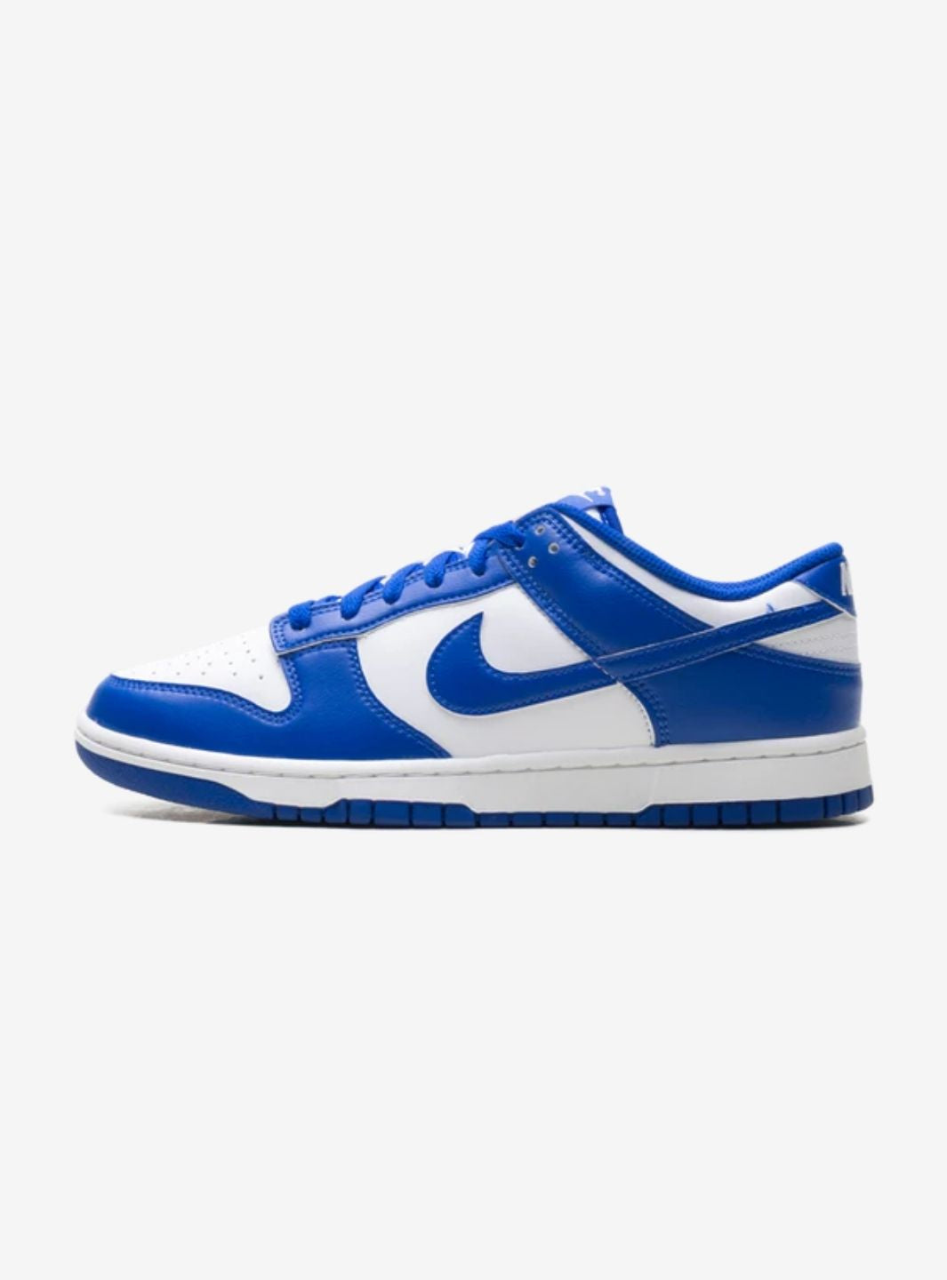 Nike Dunk Low White Hyper Royal (2025) sneakers basse uomo e donna in pelle bianco blu, vista laterale