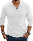 Men's Long Sleeve Polo Knit Fabric Button Placket Slim Fit
