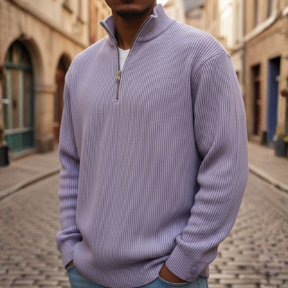 Maglione Uomo Collo Alto Zip in Maglia