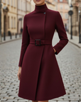 Cappotto Donna con Collo Alto e Cintura