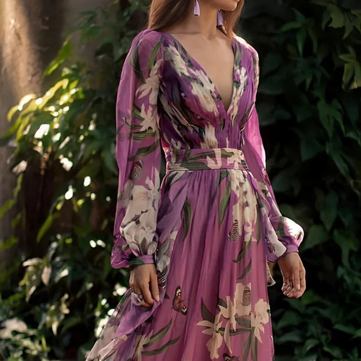 Sienna | Abito lungo da donna a maniche lunghe con stampa floreale