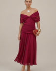 Abito lungo donna in chiffon, scollo a V — vista 5