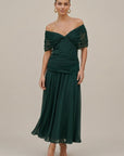 Abito lungo donna in chiffon, scollo a V — vista 6