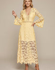 Abito lungo donna in pizzo, scollo a V — vista 5