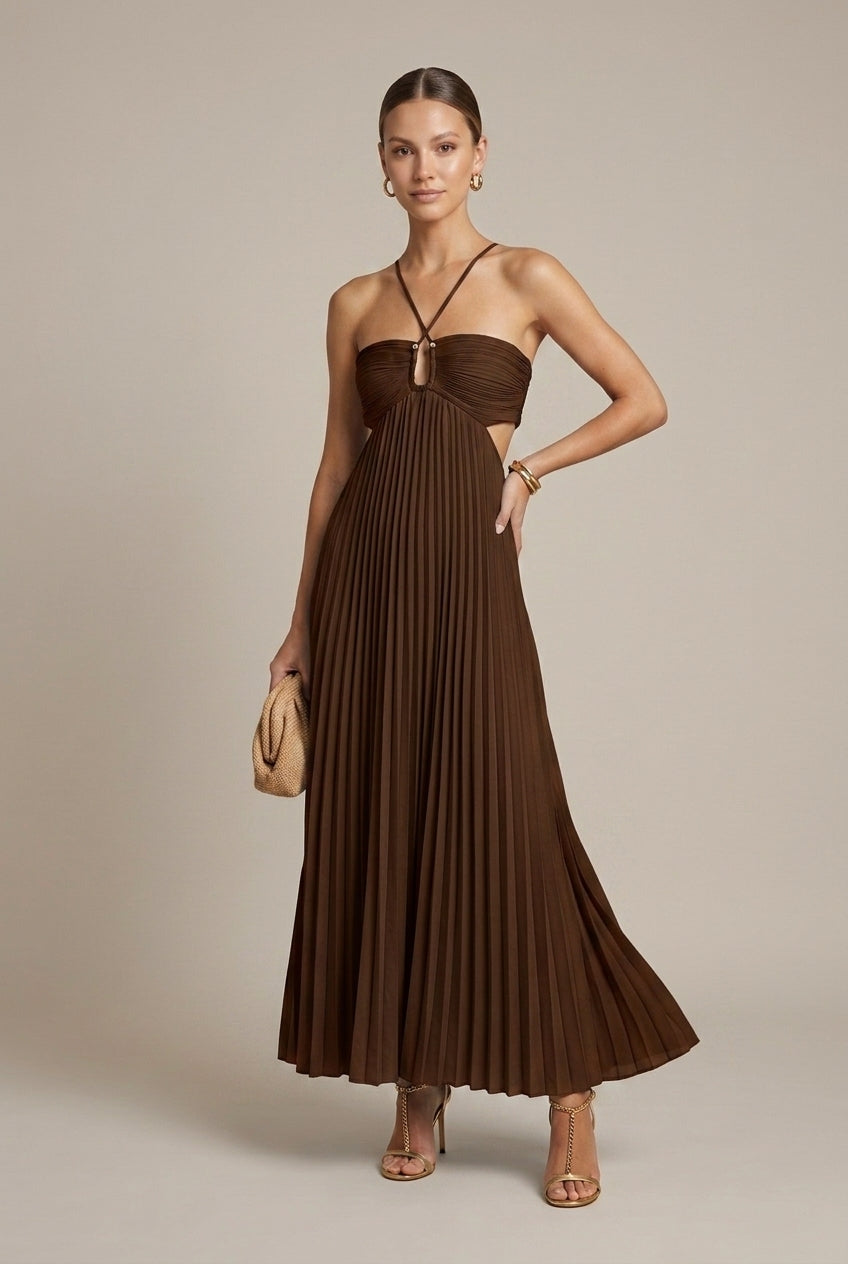 Abito lungo donna in chiffon, aderente — vista 4
