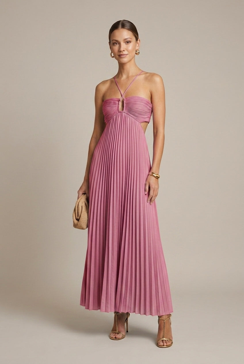Abito lungo donna in chiffon, aderente — vista 5