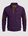 Maglione uomo con colletto alto e pelle scamosciata