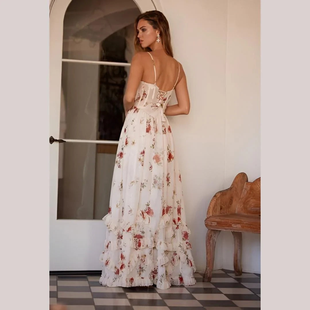 Abito lungo donna in tessuto leggero, floreale — vista 6